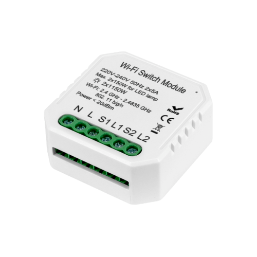 Luma Connect สวิทช์โมดูล Wi-Fi ช่องสัญญาณคู่ รุ่น QS-WIFI-S03-MINIA-2C สีขาว