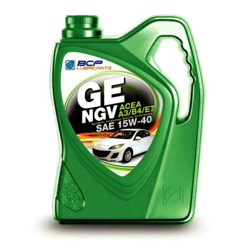 bangchak น้ำมันหล่อลื่นเบนซินกึ่งสังเคราะห์ที่ดัดแปลงมาใช้ก๊าซธรรมชาติ (NGV) GE NGV ACEA A3/B4/E7 15W40 4/4+1L สีเขียว