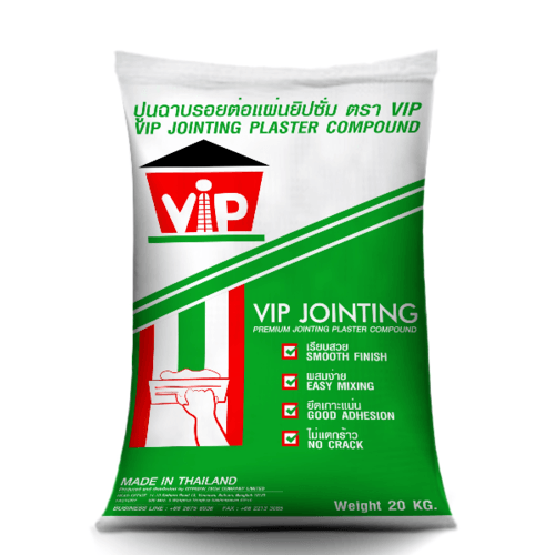 VIP ปูนฉาบรอยต่อยิปซั่ม ขนาด 20 kg. สีขาว