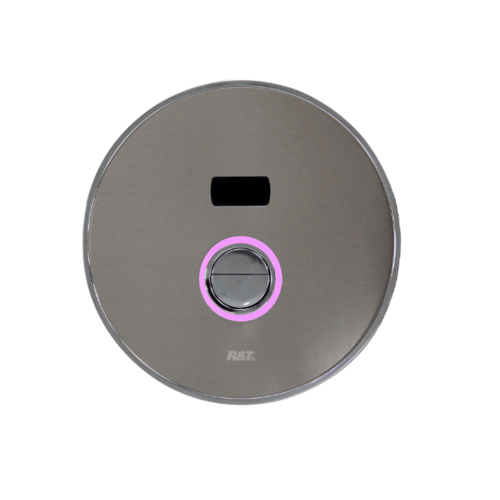 R&T ฟลัชวาล์วอัตโนมัติโถสุขภัณฑ์ชนิดฝังผนังพร้อมปุ่มกด LED รุ่น D6003-D