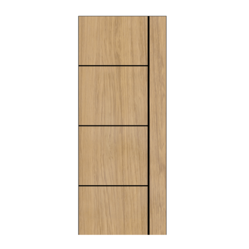 BWOOD ประตูยูพีวีซีปิดผิว บานทึบเซาะร่องดำ ขนาด 80x200ซม. TAN MAPLE (เจาะ) LBNMR003 (REVO) สีเหลือง