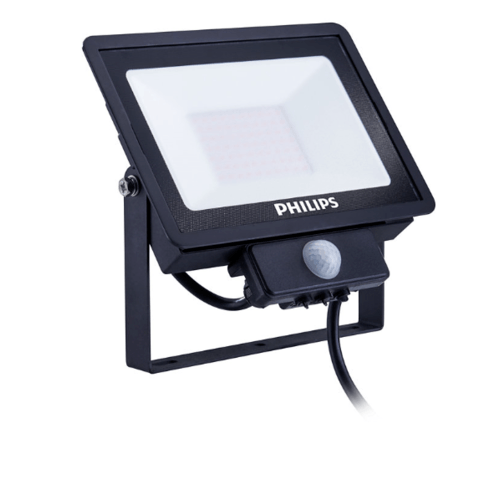 PHILIPS โคมแอลอีดีสปอร์ตไลท์ BVP150 พร้อมเซ็นเซอร์ 50วัตต์ 4250ลูเมน 3000K กระจายแสงแบบสมมาตร BVP150 LED42/WW 220-240V 50W SWB MDU CE สีดำ