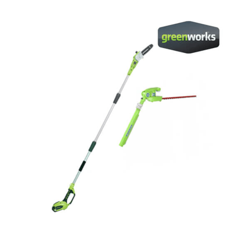 GREENWORKS เลื่อยตัดแต่งกิ่งไม้ 40 V , 2in1 (เปลี่ยนเป็นเครื่องเล็มพุ่มได้) (เฉพาะตัวเครื่อง) สีเขียว