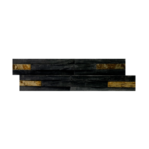 หินธรรมชาติ 15x60 หินกาบจิ๊กซอดำสนิมเปลือกไม้ NSD-GSE-013-1560