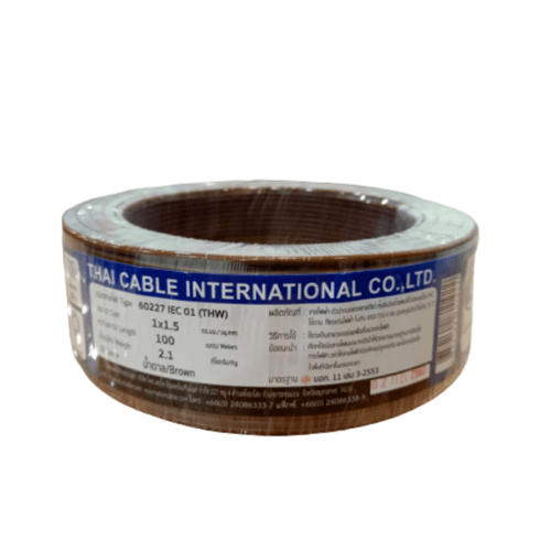 Global Cable สายไฟ THW IEC01 1x1.5 100 เมตร สีน้ำตาล