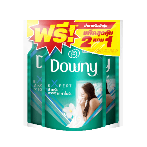 DOWNY น้ำยาปรับผ้านุ่ม สูตรตากในร่ม แบบเติม ขนาด 490  มล. สีเขียว (แพ็ค 2 แถม 1)
