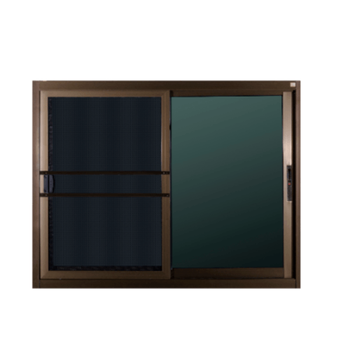 A-Plus หน้าต่างอลูมิเนียมบานเลื่อน ขนาด 1.20 x 1.08 ม. SS Like 002 สีชา พร้อมมุ้ง
