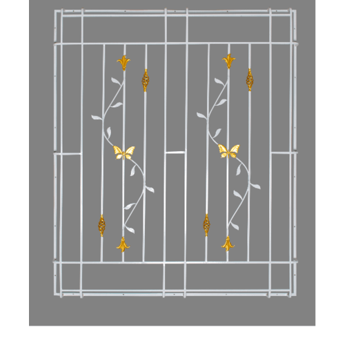 A PLUS เหล็กดัดหน้าต่าง ลายตะกร้อ W2014 (ติดครอบ) 150x120ซม. สีขาว