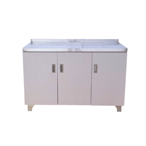 CLOSE ตู้พร้อมท็อปสเตนเลสหน้าเรียบ 120x50x80 ซม. PQS-E013 สีขาว