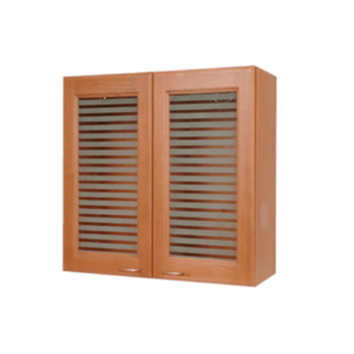 MJ ตู้แขวนบานกระจกตรง 80x0x80 ซม. W808G-CH สีเชอร์รี่