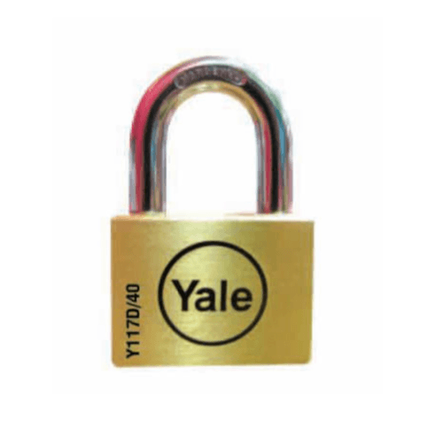 YALE กุญแจคล้องทองเหลือง ขนาด 40 มม.ห่วงสั้น รุ่น Y117D/40/121/1 สีทองเหลือง
