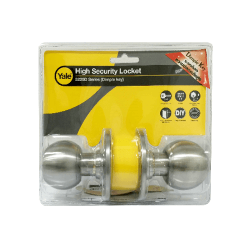 YALE ลูกบิดห้องทั่วไป หัวกลมสเตนเลส 304 จานใหญ่ ระบบ Dimple รุ่น VCA5227D-US32D สีสเตนเลส