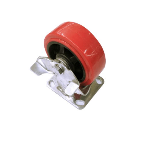 KAMPER ลูกล้อโพลียูรีเทน (PU) แป้นตาย- มีเบรค รุ่น 1053-203B