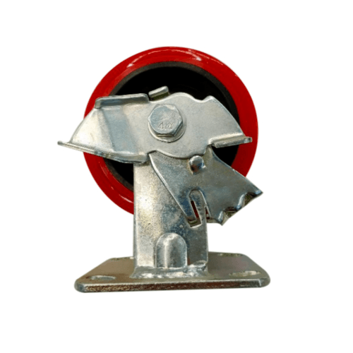 KAMPER ลูกล้อโพลียูรีเทน (PU) แป้นตาย- มีเบรค รุ่น 1053-125B 5 นิ้ว