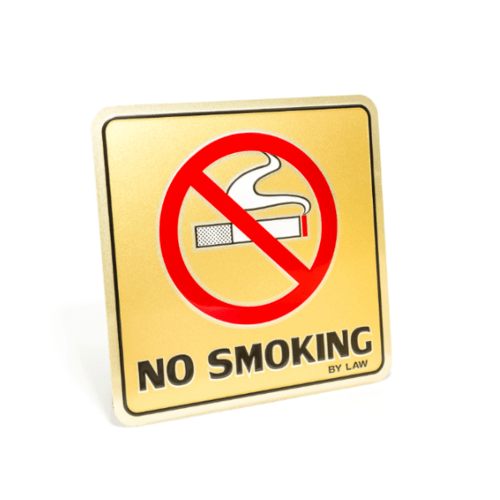 ป้ายอลูฯ SGB9101-17(NO SMOKING สีทอง ขนาด 15x15 ซม.)