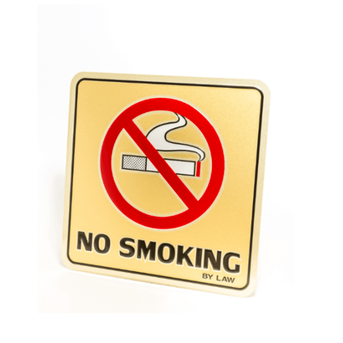 ป้ายอลูฯ SGB9101-17(NO SMOKING สีทอง ขนาด 15x15 ซม.)