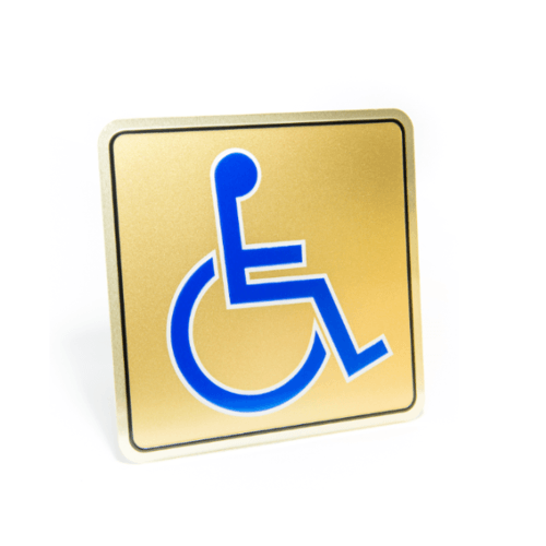 ป้ายอลูฯ SGB9101-74(คนพิการ สีทอง ขนาด 15x15 ซม.)