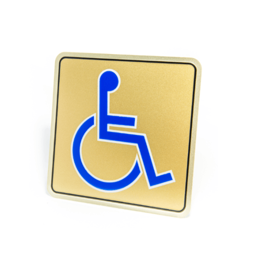 ป้ายอลูฯ SGB9101-74(คนพิการ สีทอง ขนาด 15x15 ซม.)
