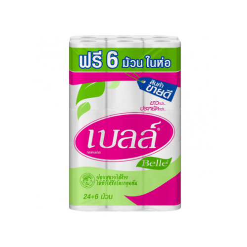 Belle กระดาษทิชชู่ม้วน 24 ม้วนแแถม 6 ม้วน