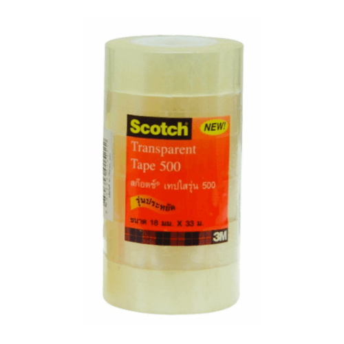 3M เทปใส แกน1#500 18mm.x33m. (6ม้วน/แพ็ค)