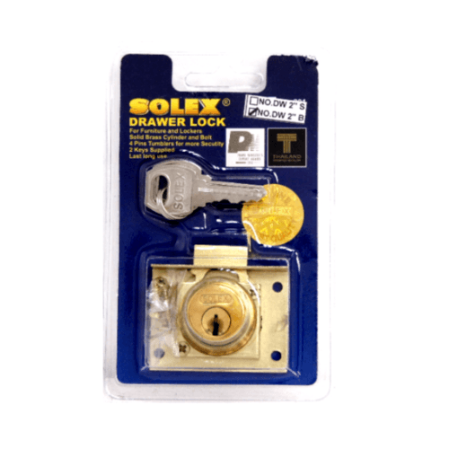 SOLEX กุญแจลิ้นชัก DW B (แผง) ขนาด 2นิ้ว
