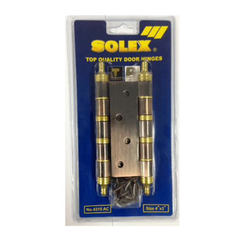 SOLEX บานพับทองเหลือง แกนใหญ่ No.4315ACB 4x3x2.5MM สีทองแดงรมดำ (แพ็ค 2)