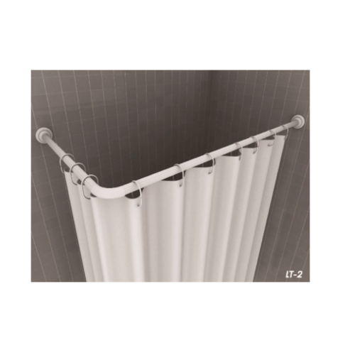 WSP ราวแขวนผ้าม่านห้องน้ำ ตัว L รุ่น LT-2 ขนาด 80x80 ซม. สีขาว