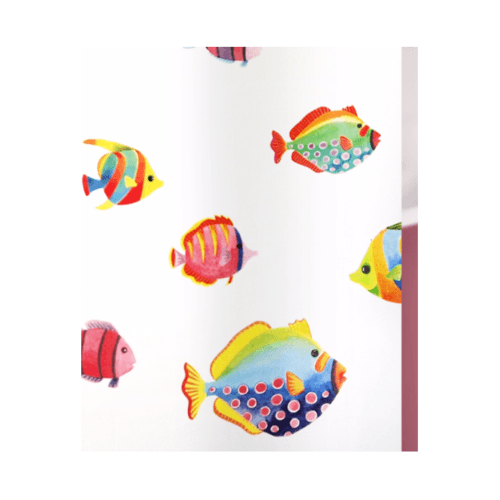 WSP ผ้าม่านห้องน้ำ PEVA ลายปลา รุ่น SCP-18/U8049 ขนาด 180x180 ซม. สีแดง