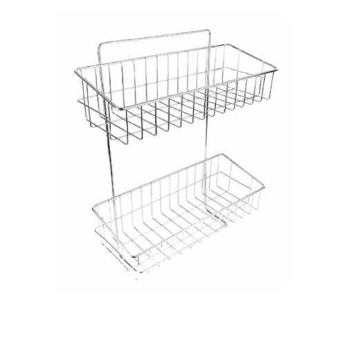 IRIS ตะแกรงเอนกประสงค์สเตนเลส  2ชั้น ติดผนัง รุ่น IR-58114  สีสเตนเลสเงา