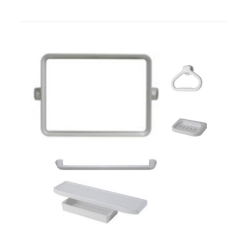 PIXO กระจกชุด5ชิ้นแบบเหลี่ยม MS010 ขาว