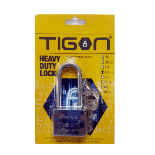 TIGON กุญแจชุบเงินคอยาว ขนาด 40 มม. -