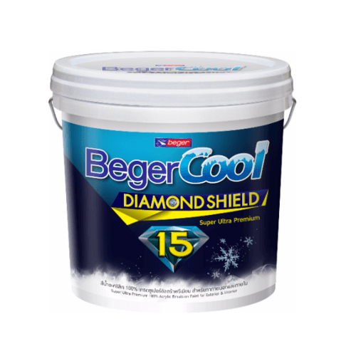 Beger สีน้ำอะครีลิคเบเยอร์คูล ไดมอนด์ชิลด์ 15 ปี ชนิดกึ่งเงา เบส D ถัง สีขาว