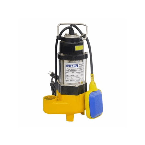 LUCKYPRO ปั๊มจุ่มน้ำเสีย ขนาด 180 วัตต์ 220 โวล์ท +ลูกลอย LP-V180F สีเหลือง