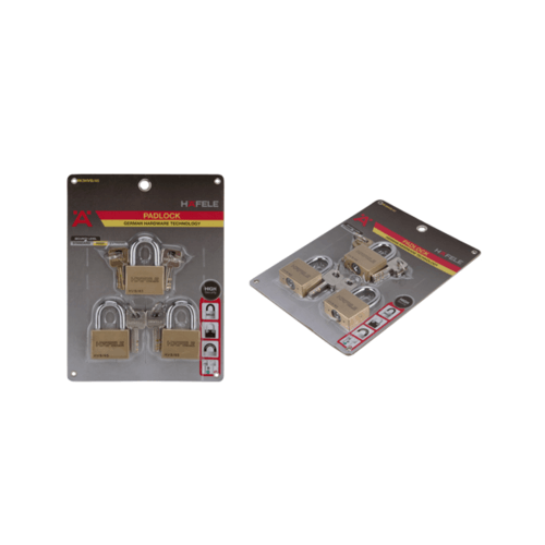 HAFELE กุญแจล็อคสายยูทองเหลืองมาสเตอร์คีย์ 482.01.986 ขนาด 45มม.(3 ชิ้น/แพ็ค)