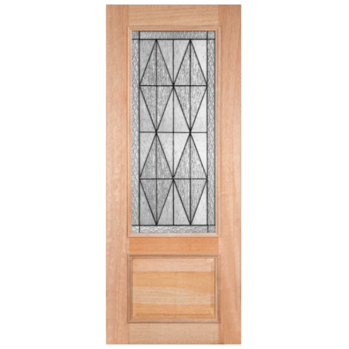 ประตูไม้สยาแดงลูกฟักพร้อมกระจก LOTUS-14 80x200cm. MASTERDOOR