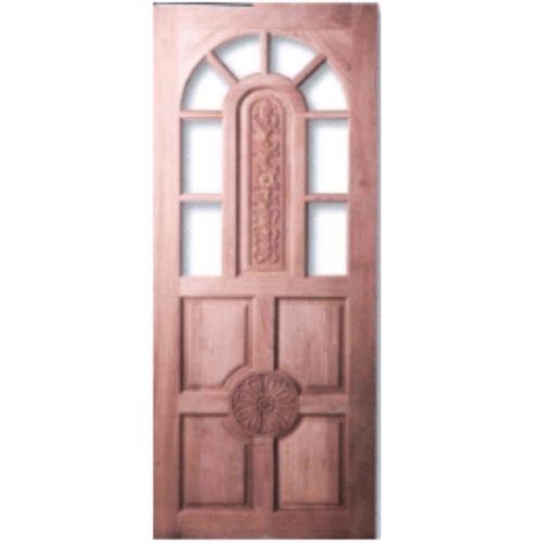 MAZTERDOOR ประตูไม้สยาแดง ลูกฟักแกะลาย ทำช่องกระจก G944 90x200ซม.