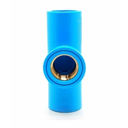 VAVO สามทาง เกลียวใน ทองเหลือง หนา 3/4(20) สีฟ้า