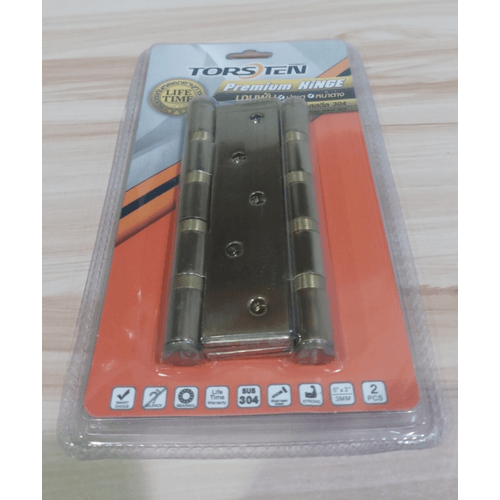 TORSTEN บานพับสเตนเลส 304 5x3x3มม. 2ชิ้น สีทอง