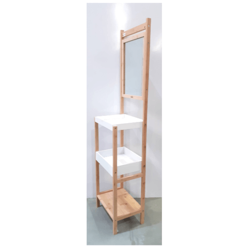 Verno ชั้นวางของพร้อมกระจกทรงเหลี่ยม  รุ่น HMX-BT002 ขนาด 40x30x162 ซม. สีน้ำตาลอ่อน