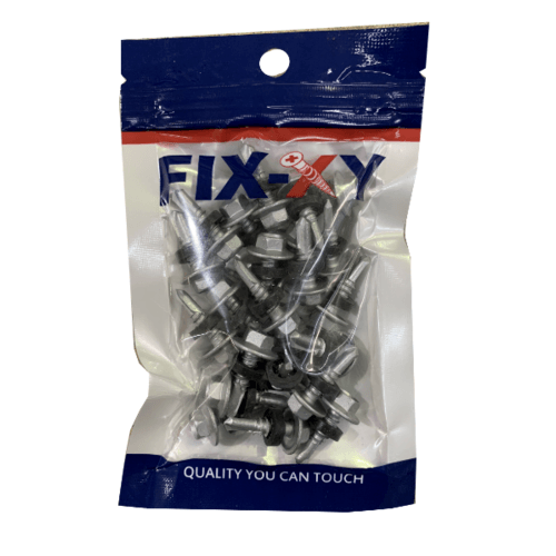 FIX-XY สกรูยิงเมทัลชีท ขนาด #12-14 ยาว 20 มม. บรรจุ 25ตัว/ถุง สีเงิน