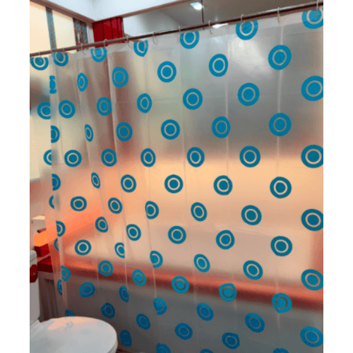Primo ผ้าม่านห้องน้ำ PEVA ลายกราฟฟิก รุ่น DF029 ขนาด 180x180 ซม. สีฟ้า