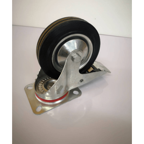 KAMPER ล้อยางแป้น มีเบรค 6นิ้ว (160มม) รุ่น 1013160