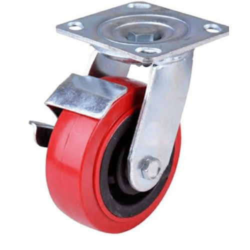 KAMPER ลูกล้อโพลียูรีเทน (PU) แป้นหมุน - มีเบรค รุ่น 1054-125B 5 นิ้ว