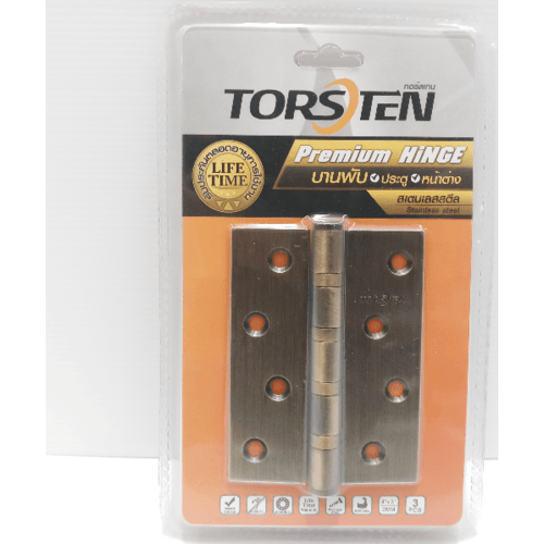 TORSTEN บานพับสเตนเลส4x3x2mm 3ชิ้น สีทองเหลืองรมดำ -