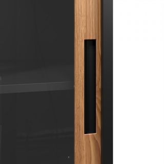 SMITH  ตู้เก็บเอกสารแบบกระจกบานเลื่อน รุ่น Archie ขนาด 40x90x90ซม. สีไม้-ดำ