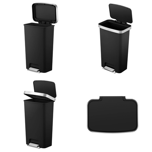 EKO ถังขยะพลาสติกขาเหยียบเหลี่ยม 35 ลิตร รุ่น HANA EK6388-BLK ขนาด 37x31x51ซม. สีดำ