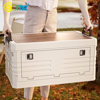 GOME กล่องเก็บของบานเปิดพับได้ท็อปไม้ Campo 2030-1L ขนาด 39x58x33 ซม. สีขาว