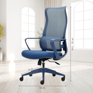 SMITH เก้าอี้สำนักงาน HIGH BACK รุ่น GOHAN -04 ขนาด 64x66x113.5-121 ซม. สีน้ำเงิน