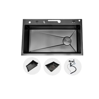 KOCH KITCHEN อ่างล้างจานฝังบน 1 หลุมไม่มีที่พัก SUS304 รุ่น MARTRIX สีดำ