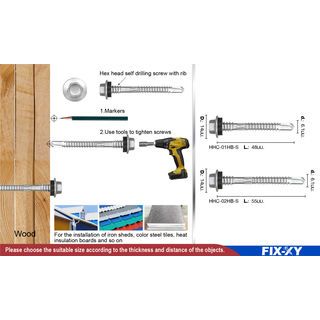 FIX-XY สกรูยิงเมทัลชีท ขนาดสินค้า : #14-14 / 12 - 14   ยาว  55 มม.บรรจุ 100ตัว/กล่อง